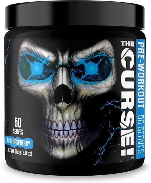 JNX SPORTS The Curse! Pre Workout Powder - Blue Raspberry 50 Servings | Preworkout: Boost Strength, Energy + Focus for Men & Women | Caffeine, Beta-Alanine, Creatine & L-Citrulline