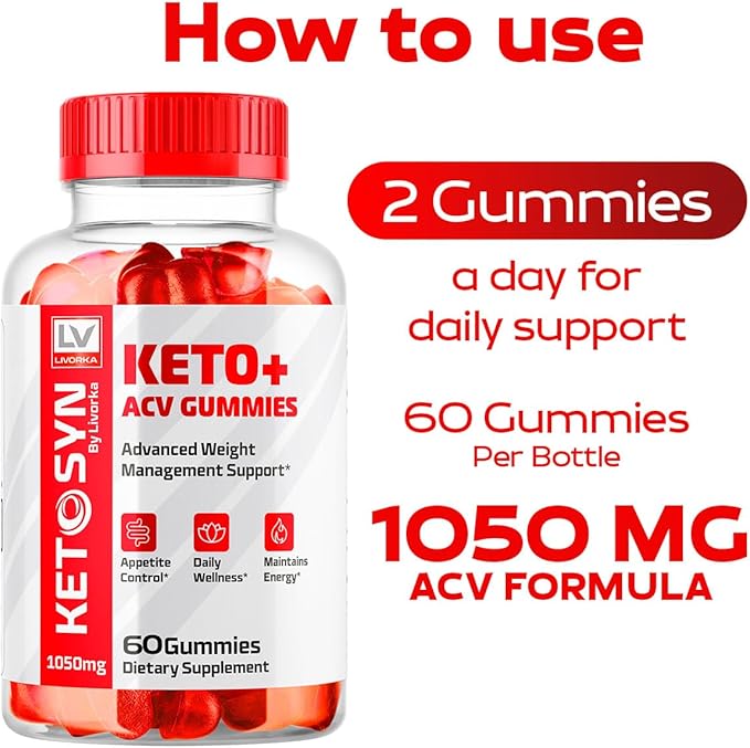 (2 Pack) Ketosyn ACV Gummies, Keto Syn Gummies, Ketosyn Keto Plus ACV Gummies, Ketosyn Keto ACV Gummies, Keto Syn ACV Gummies 1050 MG, Keto ACV Gummies Ketosyn, 120 Gummies for 2 Months