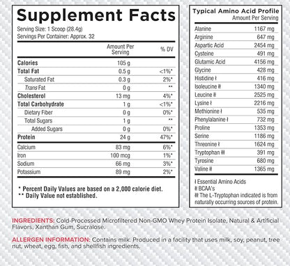 Core Nutritionals ISO, 100% Micro Filtered, Zero Artificial Fillers, 25g Whey Protein Isolate, 32 Servings (Strawberry Shortcake)