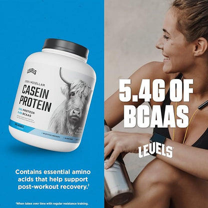 Levels 100% Micellar Casein Protein, No Hormones, Unflavored, 4LB