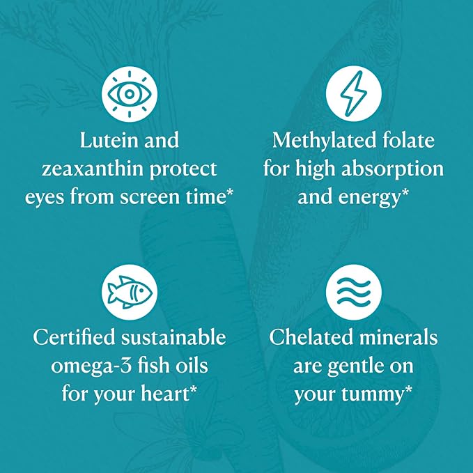 Nutri-Rich Essentials Multi | Multivitamin for Adults Softgel with Iron Nutritional Support with Lutein, Energy, K2 for Bone Health, Vitamin D3, Minerals, and Sustainable Omega-3 EPA + DHA (60 Count)