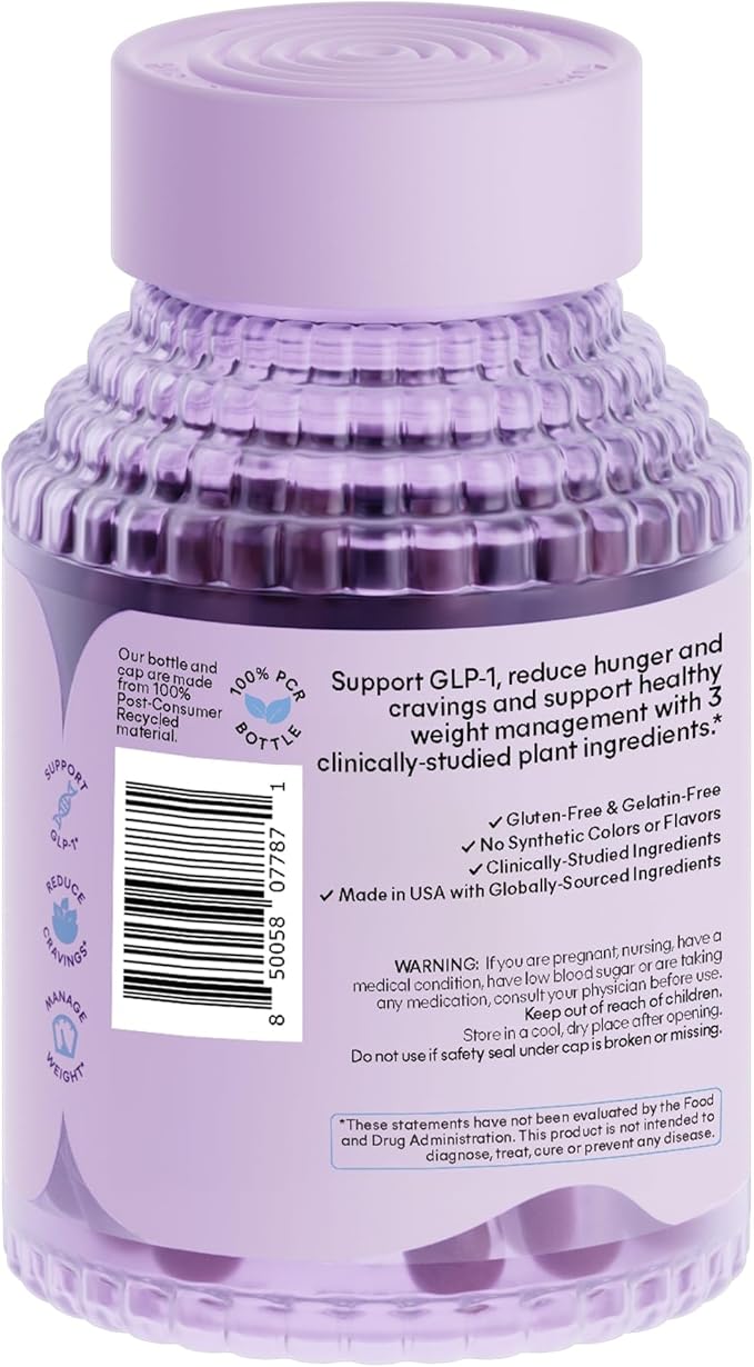 Lemme GLP-1 Daily, Reduce Hunger & Cravings, Boost GLP-1 Production, Support Fat Loss and Weight Management with Clinically Studied Ingredients, 1 Month Supply (60 Capsules)