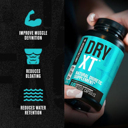 Jacked Factory Dry-XT Diuretic Water Pills - Natural Supplement | Reduces Water Retention & Bloating | Dandelion Root Extract, Potassium, 7 More Powerful Ingredients - 120 Veggie Capsules