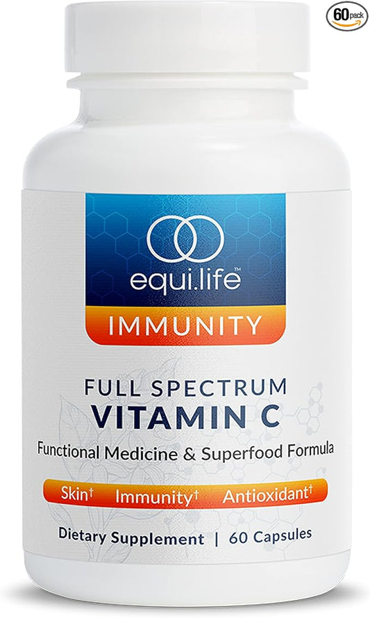 Equilife - Full Spectrum Vitamin C, Immune Support Supplement, Antioxidants Supplement, Promotes Promotes Long-Lasting Moisture in Skin, Helps Regulate Irritation Responses, Easy-to-Use (60 Capsules)