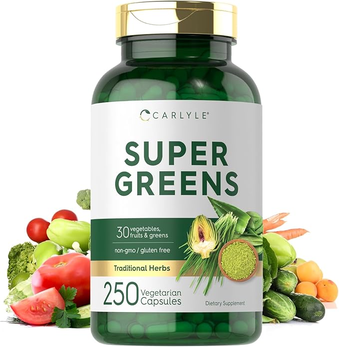 Carlyle Super Greens Capsules | 250 Count | Non-GMO & Gluten Free Supplement