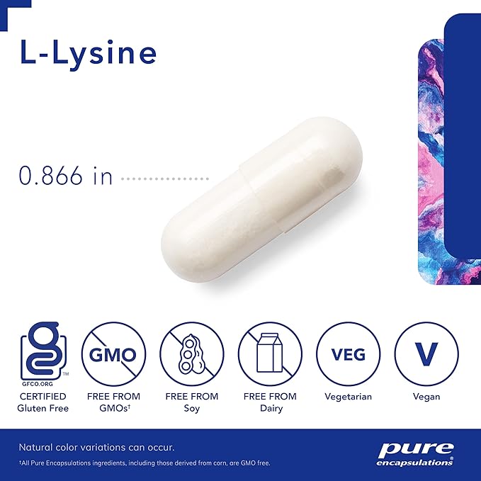 Pure Encapsulations L-Lysine - Essential Amino Acid Supplement for Immune Support & Gum, Lip Health* - with L-Lysine HCl - 270 Capsules