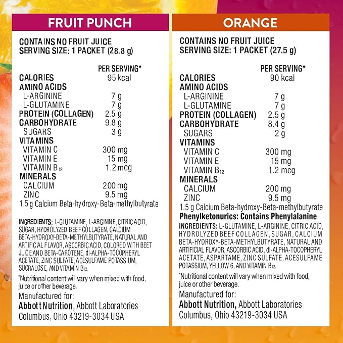 Juven Therapeutic Nutrition Drink Mix Powder for Wound Healing Support, Includes Collagen Protein, Variety Pack, 30 Count