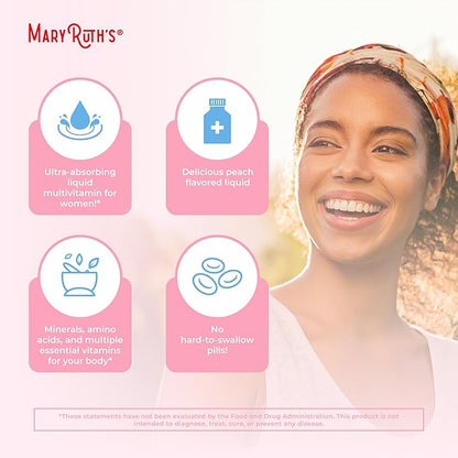 MaryRuth Organics Women's Multivitamin Lustriva Hair Growth Liposomal | Biotin | Vitamin D, B | Clinically Tested for Thicker Hair, Fine Lines, Skin Care | Ages 18 | Hair Vitamins | 15 Fl Oz