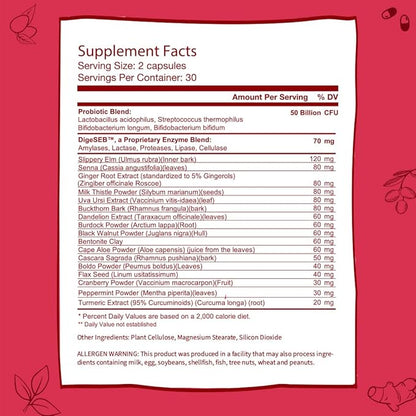 GOBIOTIX Probiotic Supplement with Digestive Enzymes - Detox and Digestive Health - Milk Thistle, Turmeric, and Dandelion Root for Gut Health - 50 Billion CFU - 60 Capsules