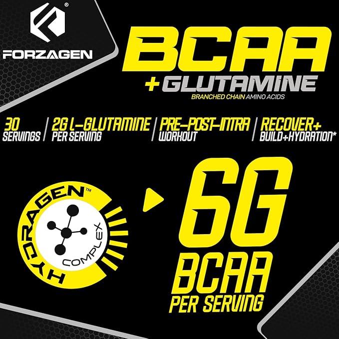 Forzagen BCAAS Amino Acids Powder with Glutamine BCAA Powder, Branched Chain Amino Acids Supplements Powder, BCAA Lean Energy Pre Workout - Post Workout Muscle Recovery Powder, 30 Servings