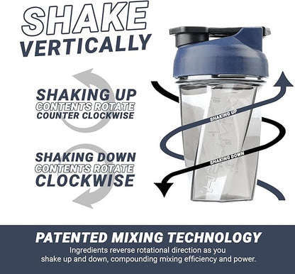 HELIMIX 1.5 Vortex Blender Shaker Bottle Holds Upto 20oz | No Blending Ball or Whisk | USA Made | Portable Pre Workout Whey Protein Drink Shaker Cup | Mixes Cocktails Smoothies Shakes | Top Rack Safe