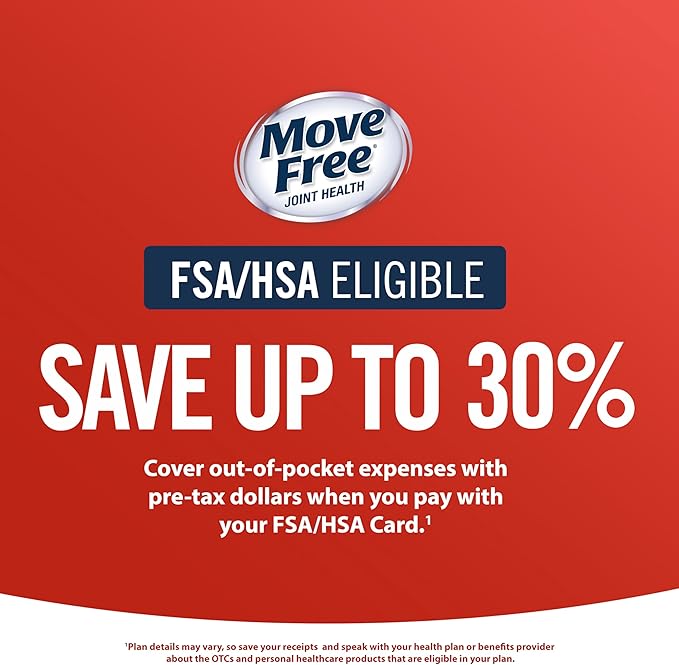 Move Free Advanced Glucosamine Chondroitin MSM + Vitamin D3 Joint Support Supplement, Supports Mobility Comfort Strength Flexibility & Bone + Immune Health - 120 Tablets (60 servings)*