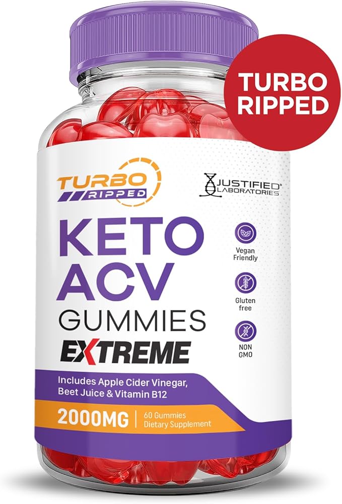 (3 Pack) Turbo Ripped Keto ACV Gummies Extreme 2000MG Turbo Ripped Keto Gummies Apple Cider Vinegar Formulated with Pomegranate Beet Juice Powder B12 Vegan Non GMO 180 Gummys