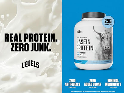 Levels 100% Micellar Casein Protein, No Hormones, Unflavored, 4LB