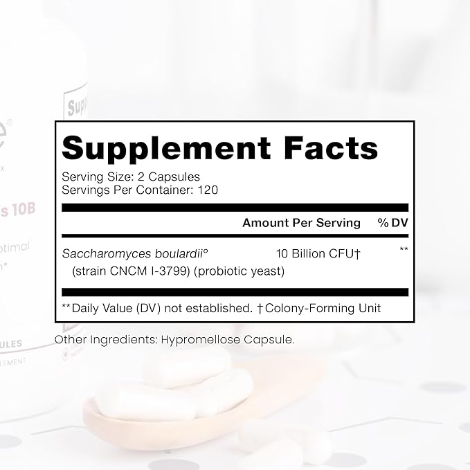 Pure Therapro Rx Saccharomyces 10B - Saccharomyces Boulardii, 10 Billion CFU Per Serving, Patented Strain CNCM I-3799, Probiotic Capsules, Probiotics for Men and Women - 240 Count (Pack of 1)