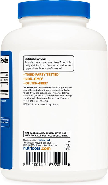 Nutricost Vitamin C with Rose HIPS 1025mg, 240 Capsules - Vitamin C 1,000mg, Rose HIPS 25mg, Premium, Non-GMO, Gluten Free Supplement