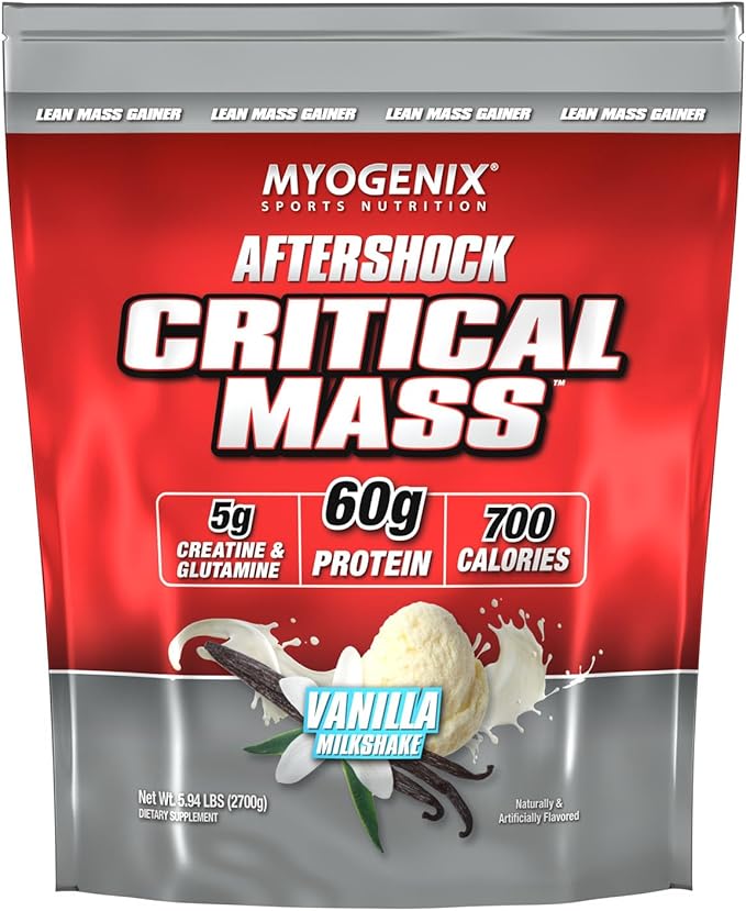 Myogenix Critical Mass - Vanilla Flavored Muscle Mass Weight Gain Supplement, Zero Lactose Protein Powder, Anabolic Whey Protein (6.01 lbs)