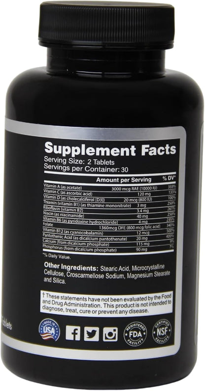 Vitta Life Tabs | Multivitamin with Vitamin A, Vitamin C, Vitamin D, Thiamin B1, Riboflavin B2, Niacin, Vitamin B6, Vitamin B12, Pantothenic Acid, Calcium, Phosphorus | 60 Tabs