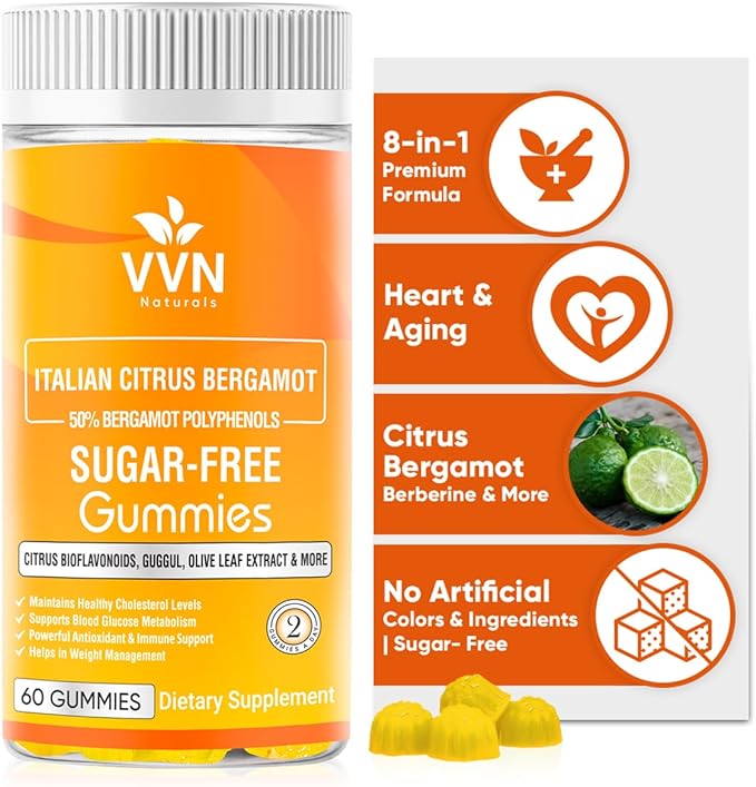2900mg Citrus Bergamot Blend 25:1 Extract Gummies (Italy Sourced & Manufactured in USA) for Immune System Support & Healthy Aging with Guggul, Pine Bark & More | Sugar-Free, 60 ct.