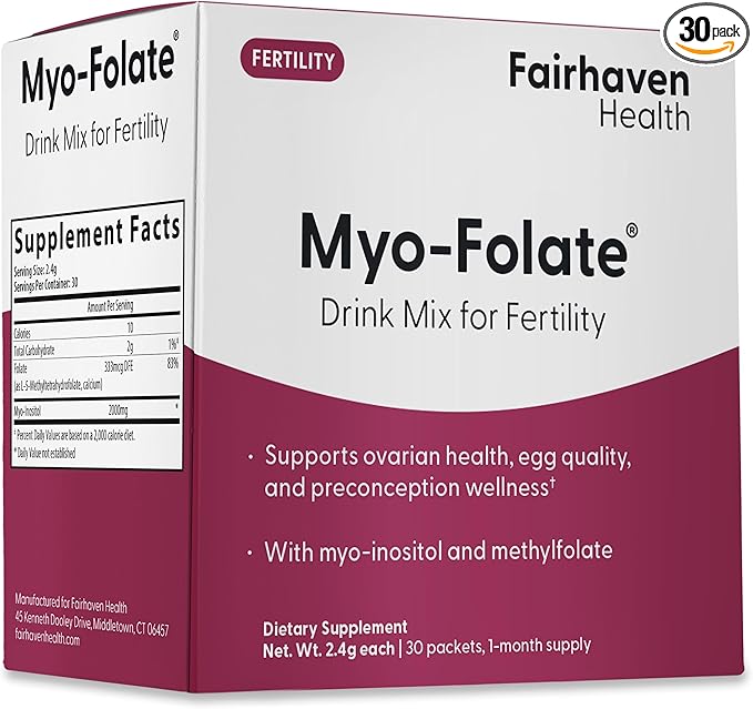 Fairhaven Health Myo-Folate Powder for Women - 1 Per Day, Female Fertility Supplement, Ovarian Health and Egg Quality - 2000 mg Myo-Inositol and 333 mcg Methylfolate – 30 Individual Packets