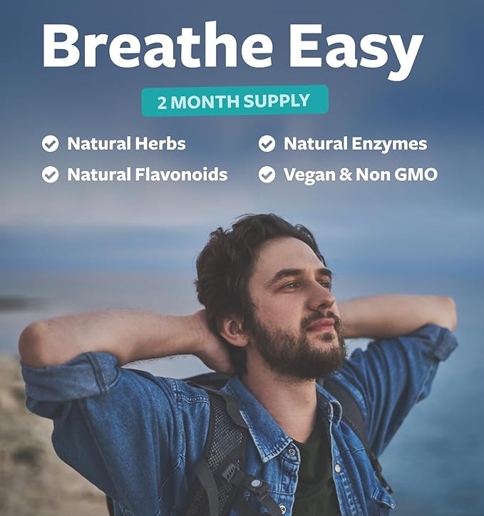 Respiratory Lung Health Supplement - Invigorating Lung Support Supplement Helps Support Clear Airways Mucus Removal and Seasonal or Year Round Lung Detox - Vegan Herbal Clear Lungs Formula (2 Months)