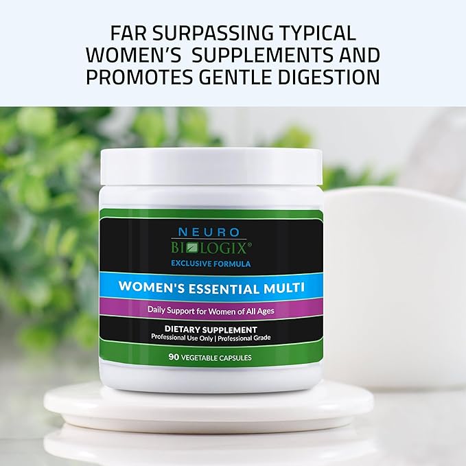 Neuro biologix Women's Essential Multi, Daily Multivitamin for Women with Iron, Superior Bioavailability for Methylation Support, Hormonal Balance - Organic, Methylated Formula, 90 Capsules