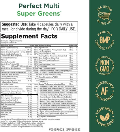 Purity Products Perfect Multi Super Greens Dietary Supplement Health Nutrition, 120 count