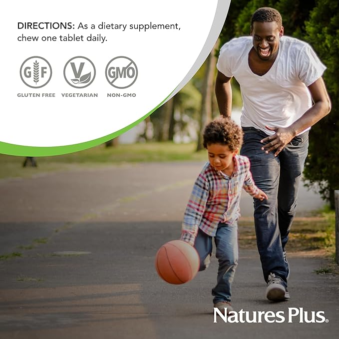 Natures Plus D & K Complex - 60 Mixed Berry Chewables - Supports Calcium Metabolism - Vegetarian, Non-GMO, Gluten Free, Soy Free - 60 Servings