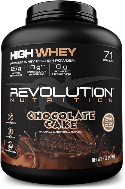 High Whey, Protein Powder, Whey Isolate, Gluten Free, Lean Muscle Mass for Men & Women, 25g of Protein Per Scoop, 2.7kg, 73 Servings (Chocolate Cake, 6 Pound)