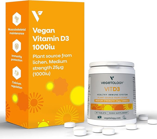 Chewable Vitamin D3 Tablets – High Strength 62.5µg 2,500IU Vitamin D3 Cholecalciferol – Vegan Gluten Free VIT D3 Vitamin Supplements (60Ct)