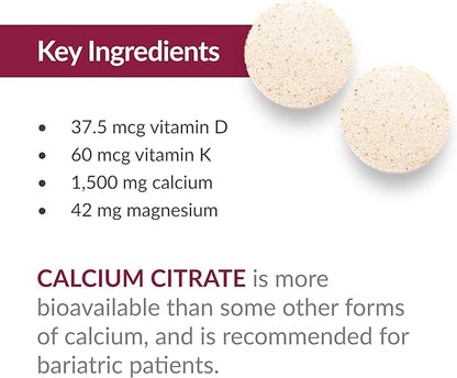 Bariatric Advantage Calcium Citrate Chewable 500 mg - for Bariatric Surgery Patients - High-Potency, Easy-Digest Tablets - Calcium Citrate - Bone Strength Supplements* - 90 Count - Chocolate