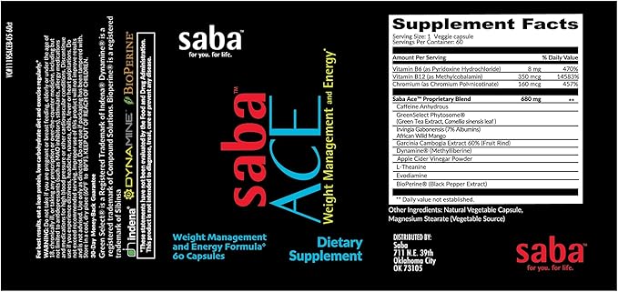 Appetite Control and Energy ACE New Formula. DMAA Free. 60 Capsules