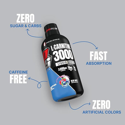PROSUPPS L-Carnitine Stimulant Free Liquid Shots for Men & Women - Workout Drink for Performance & Muscle Recovery - Clean Energy, No Sugar, No Carbs (31 Servings, 3000 Blue Razz)