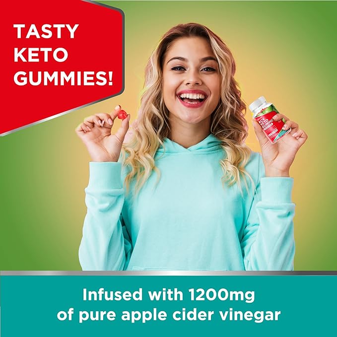 Keto Acv Gummies Supplement - Apple Cider Vinegar Gummies for Women Men - Sugar & Gluten Free (1200MG)