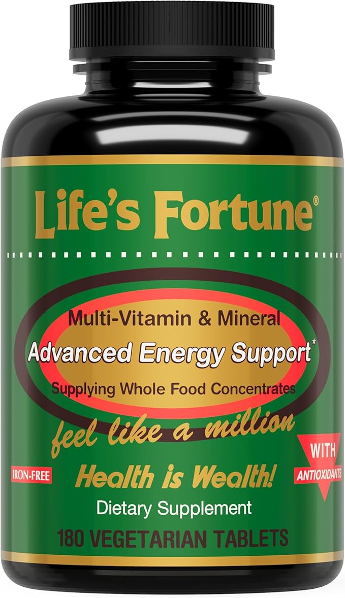 Life's Fortune Multivitamin All Natural Energy Source Supplying Whole Food Concentrates, Antioxidants, Amino Acids, Enzymes, Trace Minerals & More (180 Count (Pack of 1))