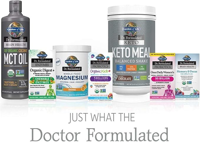 Garden of Life Dr Formulated Organic Fiber Supplement Powder Citrus, Sugar Free, Psyllium Free Prebiotic Superfoods, Constipation Relief and Hunger Control for Men and Women, 32 Servings