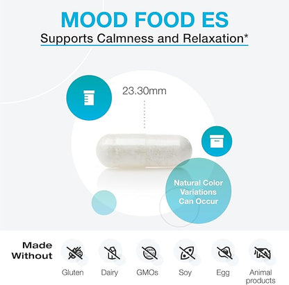 XYMOGEN Mood Food ES - Supports Calmness, Relaxation and a Healthy Mood with Active Folate, B Vitamins, 5-HTP, GABA, Minerals, Suntheanine L-Theanine, Selenium (120 Capsules)