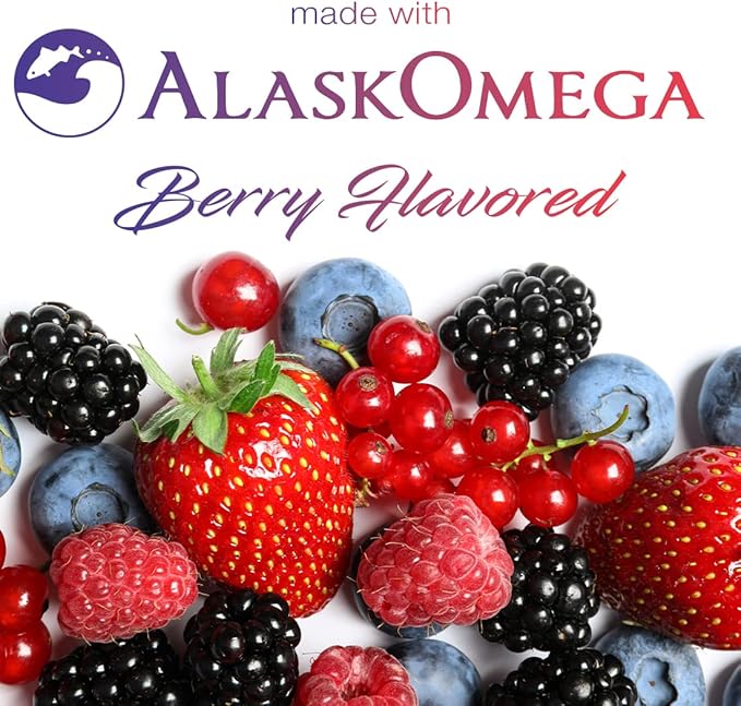 SmarterVitamins Omega 3 Fish Oil, Strawberry Flavor, Burpless, Tasteless, 2000mg, DHA EPA Triple Strength Brain Support, Joint Support, Made with AlaskOmega®, Heart Support