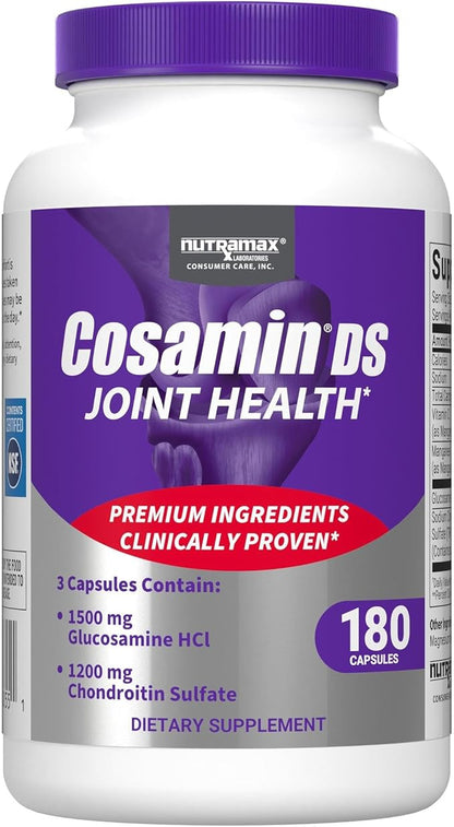 Nutramax Cosamin® DS Joint Health Supplement with Glucosamine & Chondroitin for Men’s & Women's Joint Health, 180 Capsules