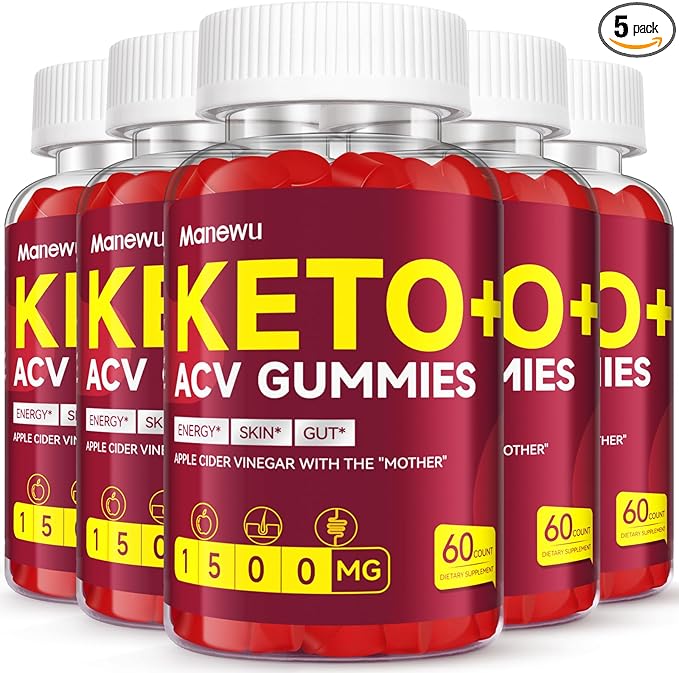 Keto ACV Gummies - 1500mg Apple Cider Vinegar with Mother - Vegan, Non-GMO,Organic Apple Cider Vinegar Gummies for Women Men, Detox & Cleanse, 5 Pack