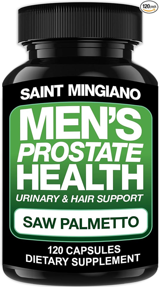 Men's Prostate Health - 120 Capsules of Advanced Prostate Supplements for Men with Saw Palmetto, Supporting Urinary Function and Hair Health – 3 Months Supply of Natural Herbal Supplements