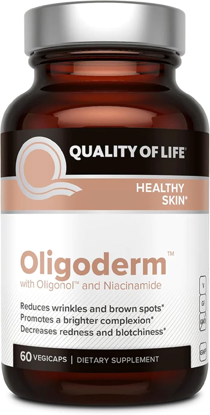 Quality of Life - Oligoderm - Premium Skin Support Supplement Featuring Oligonol and Niacinamide - 60 Capsules