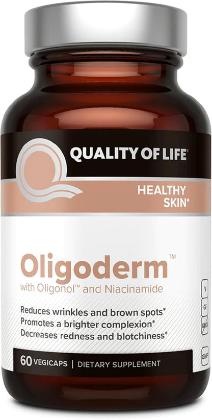 Quality of Life - Oligoderm - Premium Skin Support Supplement Featuring Oligonol and Niacinamide - 60 Capsules