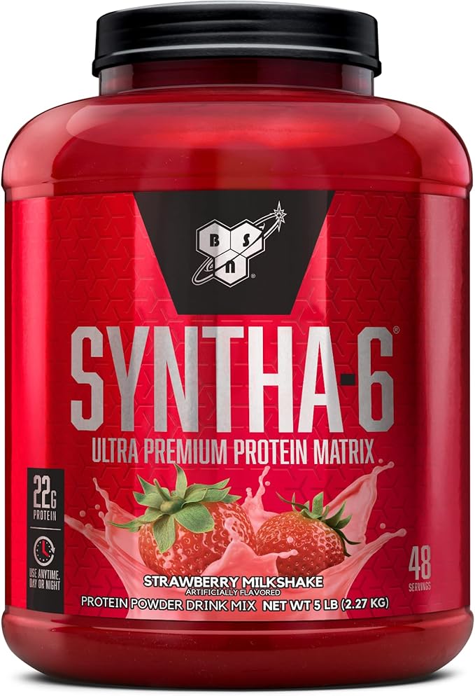 BSN SYNTHA-6 Whey Protein Powder with Micellar Casein, Milk Isolate, Strawberry Milkshake, 48 Servings (Packaging May Vary)
