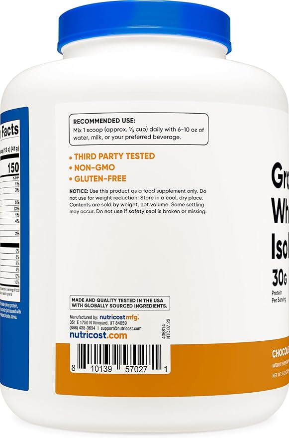 Nutricost Grass-Fed Whey Protein Isolate (Chocolate Peanut Butter, 5LBS) - Non-GMO, Gluten Free
