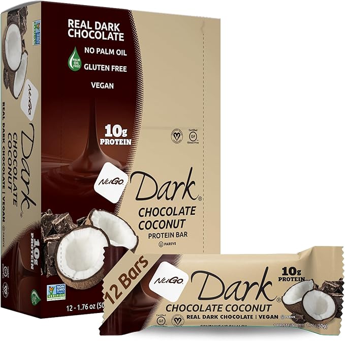 NuGo Dark Chocolate Coconut Box, 1.76 OZ (Pack of 12)