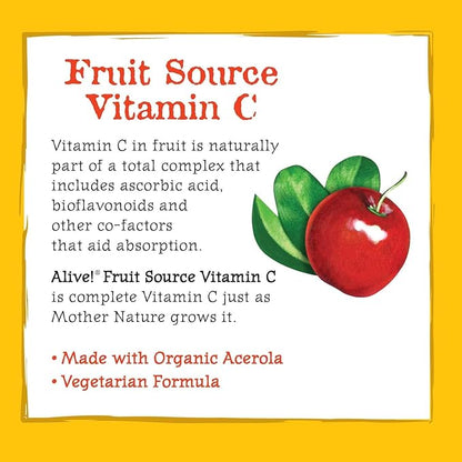 Nature's Way Alive! Vitamin C Supplement with Organic Acerola, Immune Support*, 120 Capsules