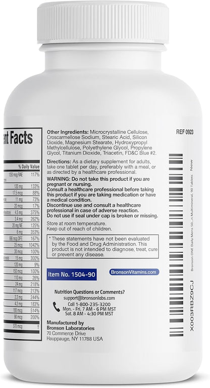 Bronson ONE Daily Mens 50+ Complete Multivitamin Multimineral, 90 Tablets