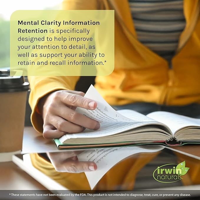 Irwin Naturals Mental Clarity Information Retention - 60 Liquid Soft-Gels - Helps Increase Attention to Detail & Retain and Recall Information Faster - 30 Total Servings