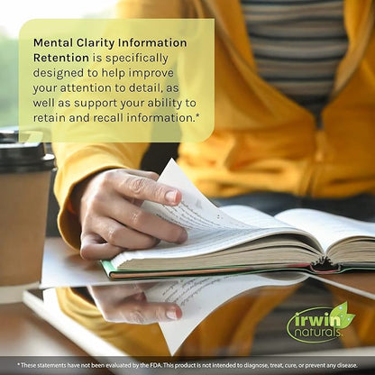Irwin Naturals Mental Clarity Information Retention - 60 Liquid Soft-Gels - Helps Increase Attention to Detail & Retain and Recall Information Faster - 30 Total Servings